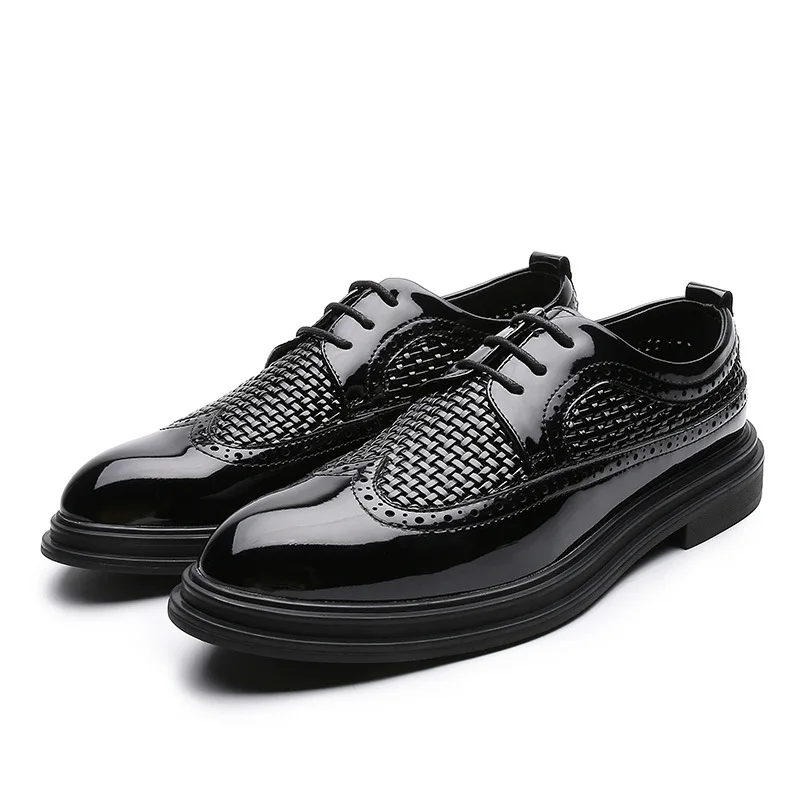 Черные лакированные кожаные мужские деловые туфли высококачественные