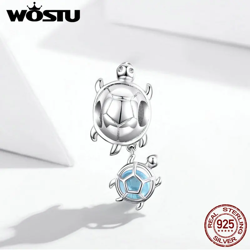 Wostu 925 пробы Серебряный морской Черепашки очарование для оригинальный