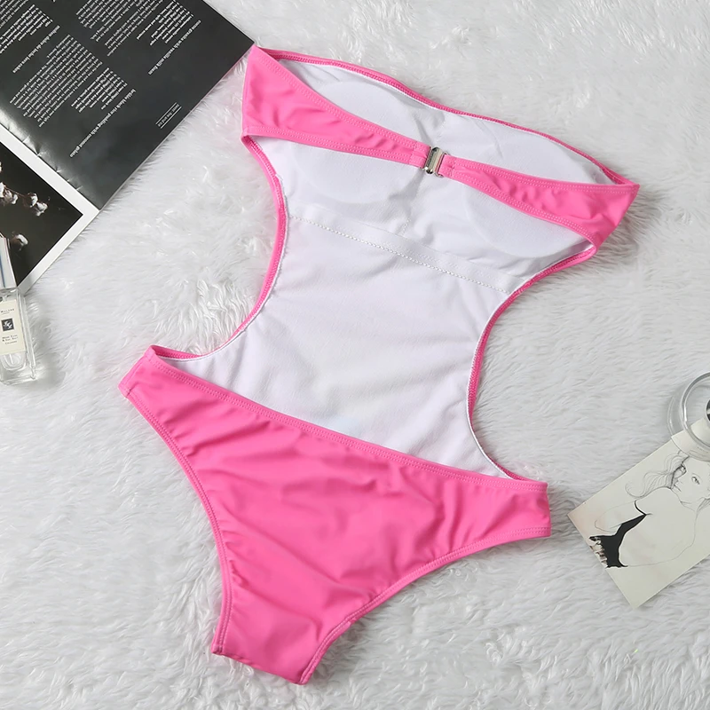 2020 новый сексуальный буквенный принт Одна деталь купальника Для женщин Cut Out