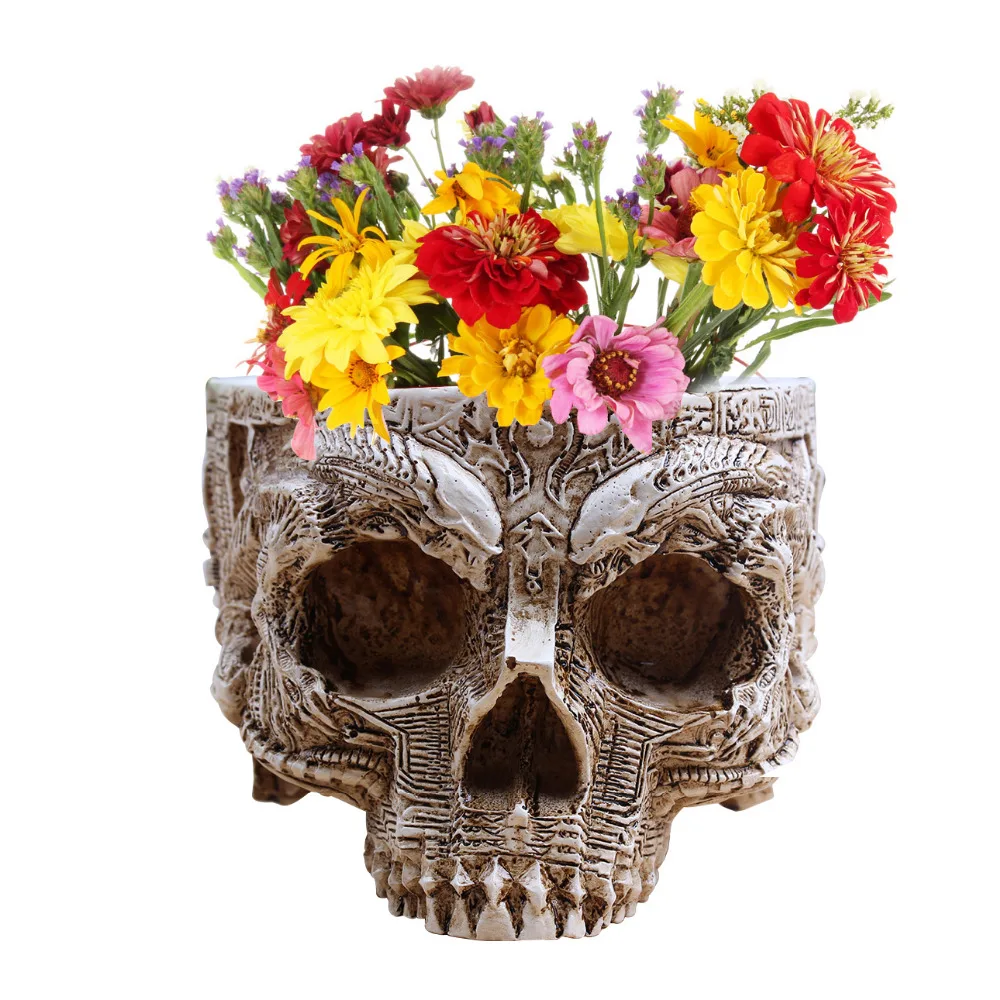 

[MGT] P-Flame hand-carved flower pots skull decorative ornaments items storage tank resin sculpture modern home decoration
