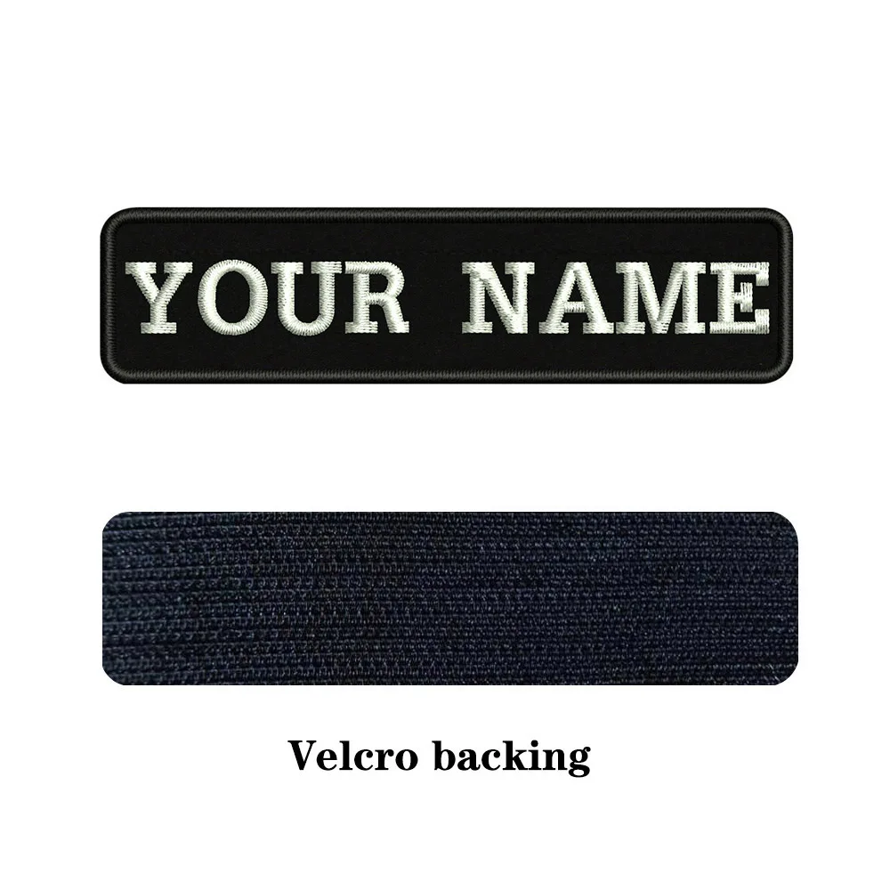 white-Velcro На заказ Вышивка имя заплатка с текстом 10 см* 2,5 см значок железная или пришить или липучка Подложка для одежды брюки рюкзак шляпа - Цвет: white-Velcro