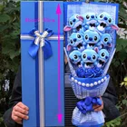 Букет из искусственных синих и розовых цветов, миниатюрный букет плюшевых игрушек, букет из шелкового мыла, украшение для свадьбы, Дня Святого Валентина, свадьбы