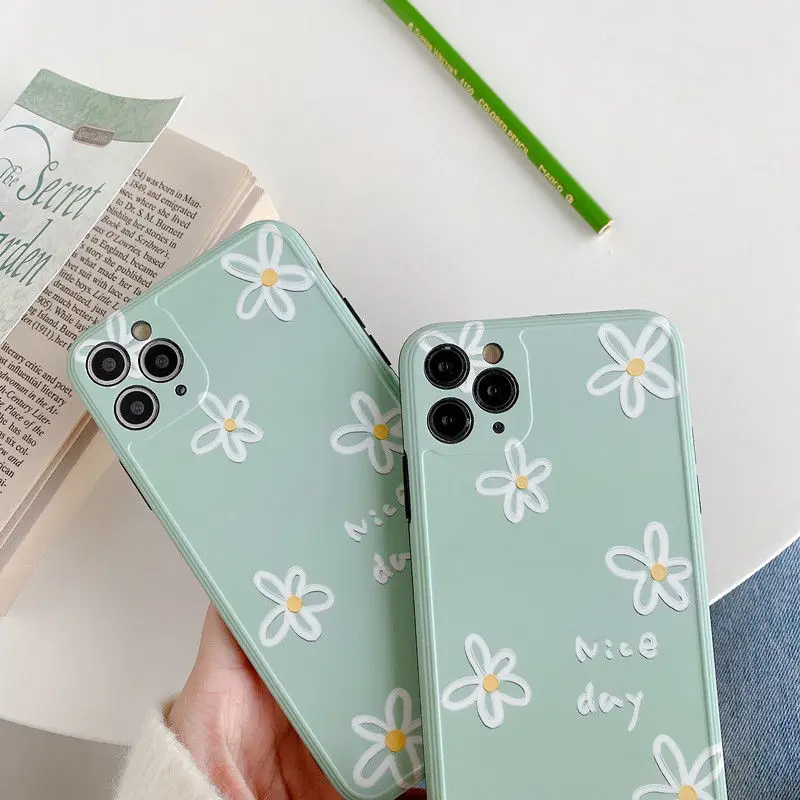 

Cute Flowers Phone Case For iPhone 11 Pro Max Soft TPU Coque For iPhone Xs Max 7 8 Plus X XR Full Protective Cover Fundas