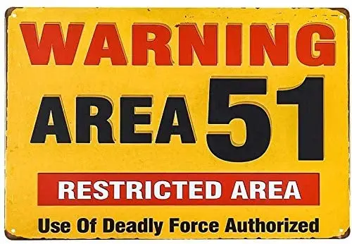 

Xuship Garage Metal Sign Warning Restricted Area 51 Vintage Look