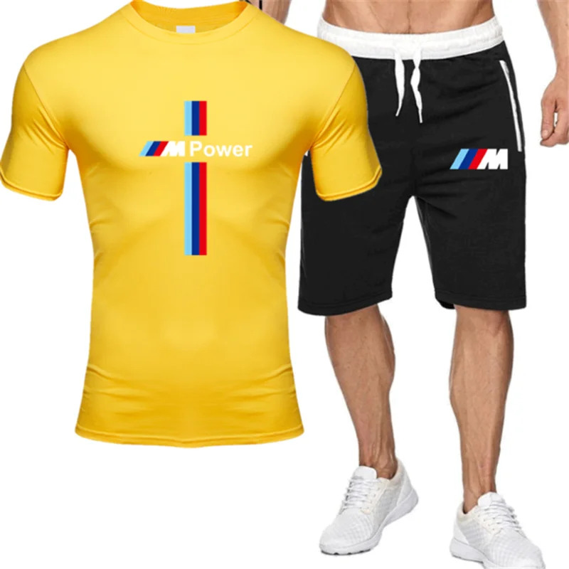 

2021 New Summer new casual sportswear suit men's suit fitness suit sports suit short-sleeved T-shirt + shorts