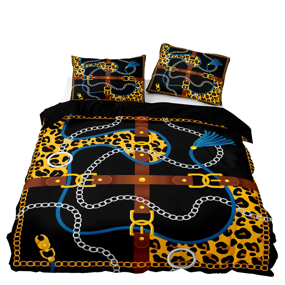 

Модный Стиль Пододеяльник 240x220 с наволочкой, 264x228 пододеяльник, King покрывало, ремень и цепь, Комплект постельного белья