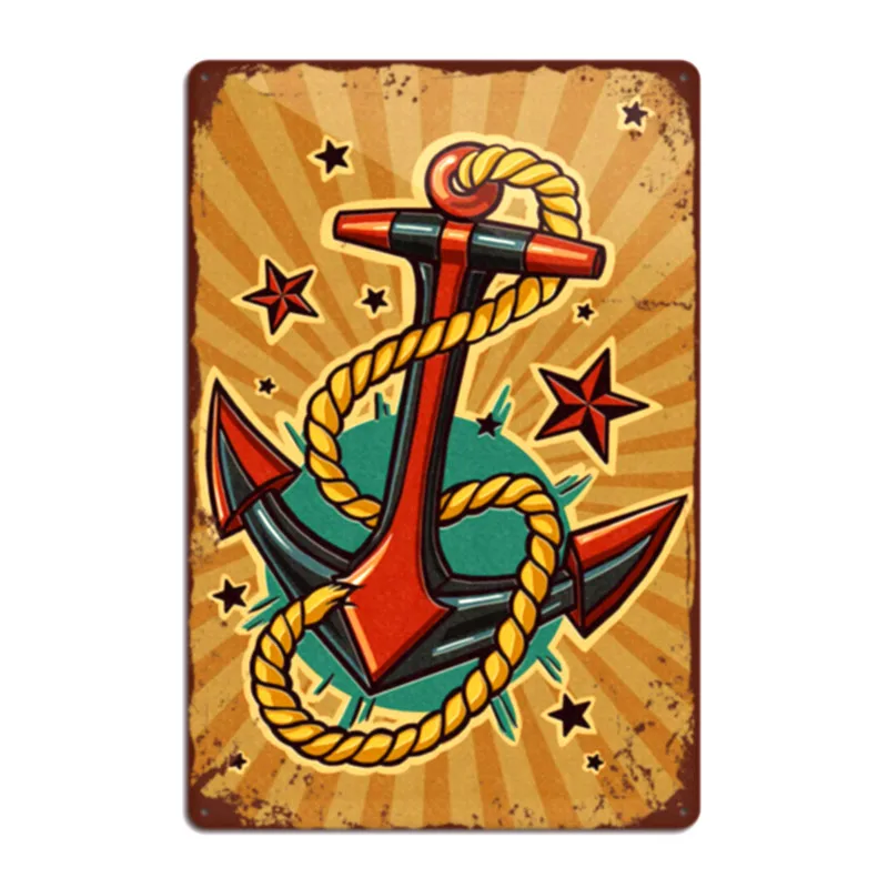 Мультяшный якорь Сейлор знаки модное аниме Искусство Живопись для дома детской