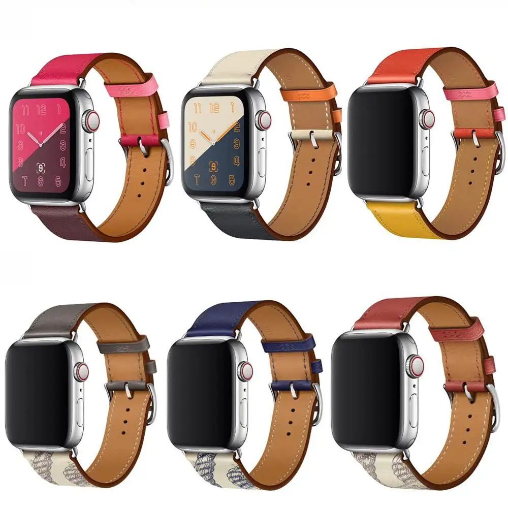 Высококачественная кожаная Петля для iWatch 40 мм 44 спортивный ремешок Apple watch 42 38