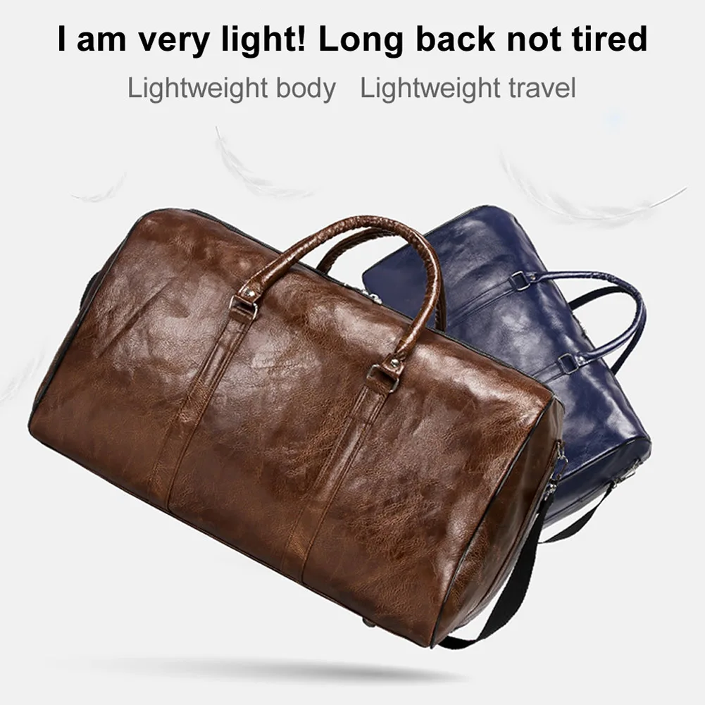

Men Fashion Leather Travel Bag Independent Large Fitness Storage Bags Luggage Shoulder Bag Short-distance Lightweight Duffel Bag