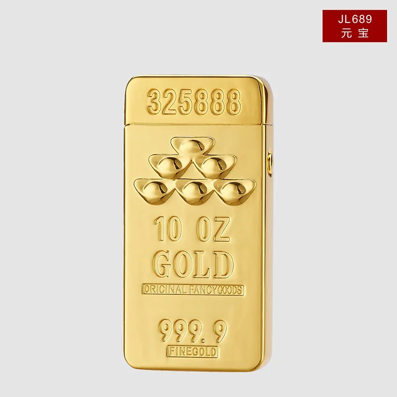 Двойная дуговая перекрестная зажигалка роскошный золотой дизайн золотая с