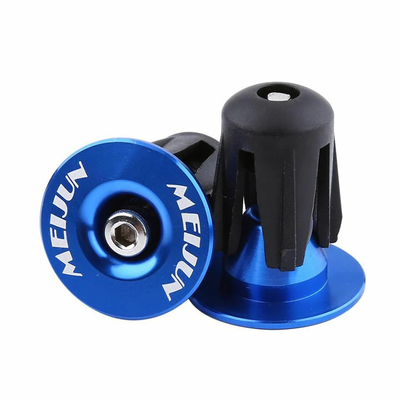 Blue MEIJUN, 1 пара, велосипедная ручка, Торцевая крышка, алюминиевый сплав, MTB, руль, ручки, заглушки, крышка s для рулевой аксессуар для велосипеда - Цвет: Blue