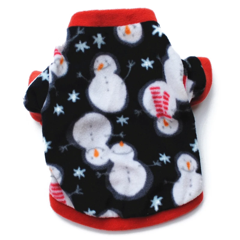 

Christams Dog Clothes Warm Fleece Pet Dog Coat Puppy Dogs Hoodie Jacket French Bulldog Pullover Snowman Print Dog Clothing