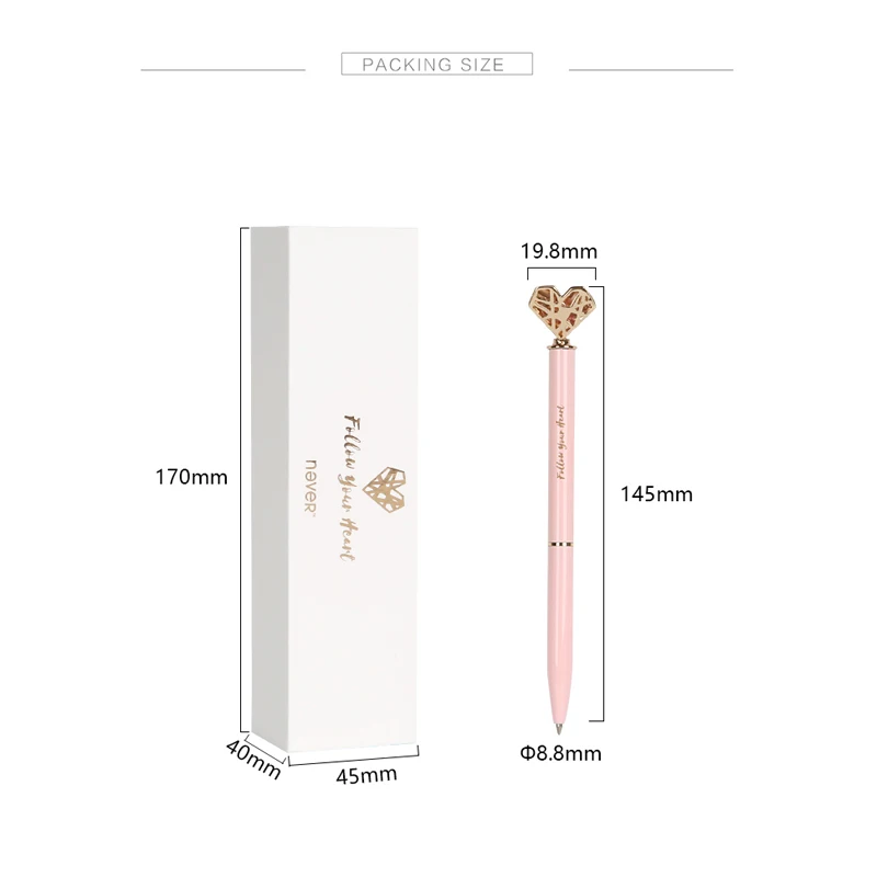 Шариковые ручки с алмазным сердцем металлическая ручка 0 7 мм Подарочная коробка