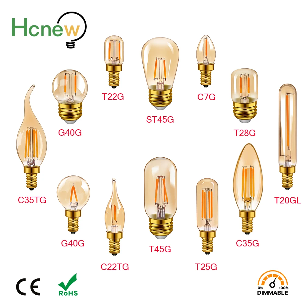 

E14 E27 Retro LED Spiral Filament Light Bulb 4W Warm White 2200K 220V C35 C7 T20 T22 T28 ST45 T25 G40 Vintage Edison Lamp