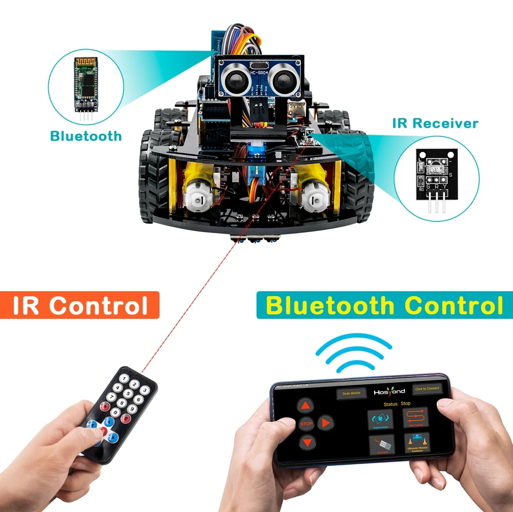 4WD Smart Robot Car Kit with Tutorial for UNO R3 Project Arduino Support Bluetooth Connection APP Control | Электронные