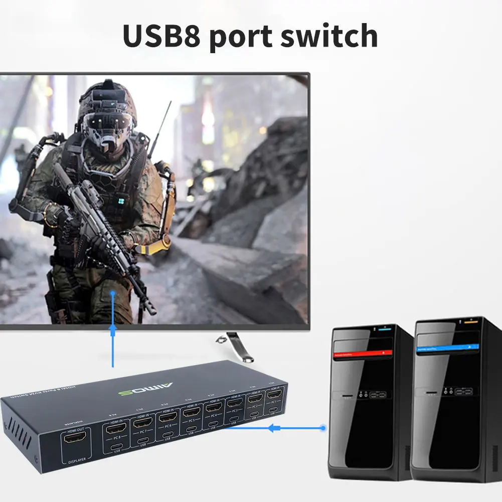 USB KVM Switch 8  4  HDMI-    4K 30  8        