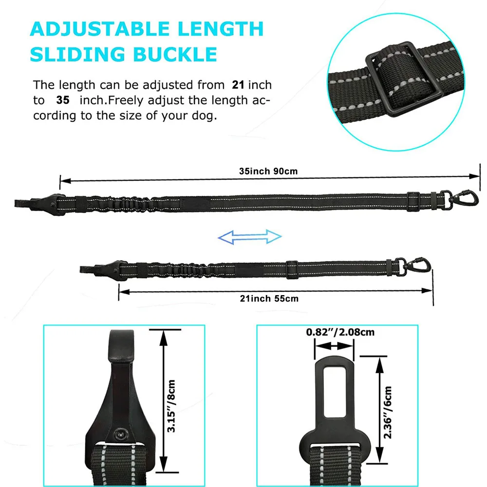 Dog Seat Belt Upgrade 2 in 1 Latch Bar Attachment Car Seatbelt Elastic Buffer Reflective Universal Vehicle for Pet | Дом и сад