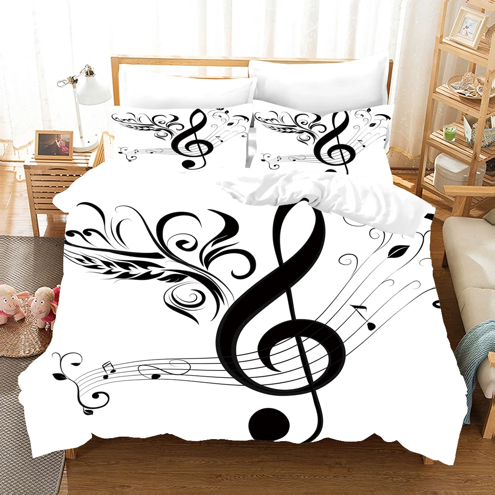 

Musical Note Bedding Set Bedroom Decor Gifts Duvet Comforter Quilts Cover 2/3 Pieces Bedspread with Pillowcases