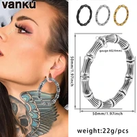 vanku 2pcs bamboo ear hanger weight stainless steel ear gauges plugs earrings punk for women body jewelry piercing accessories