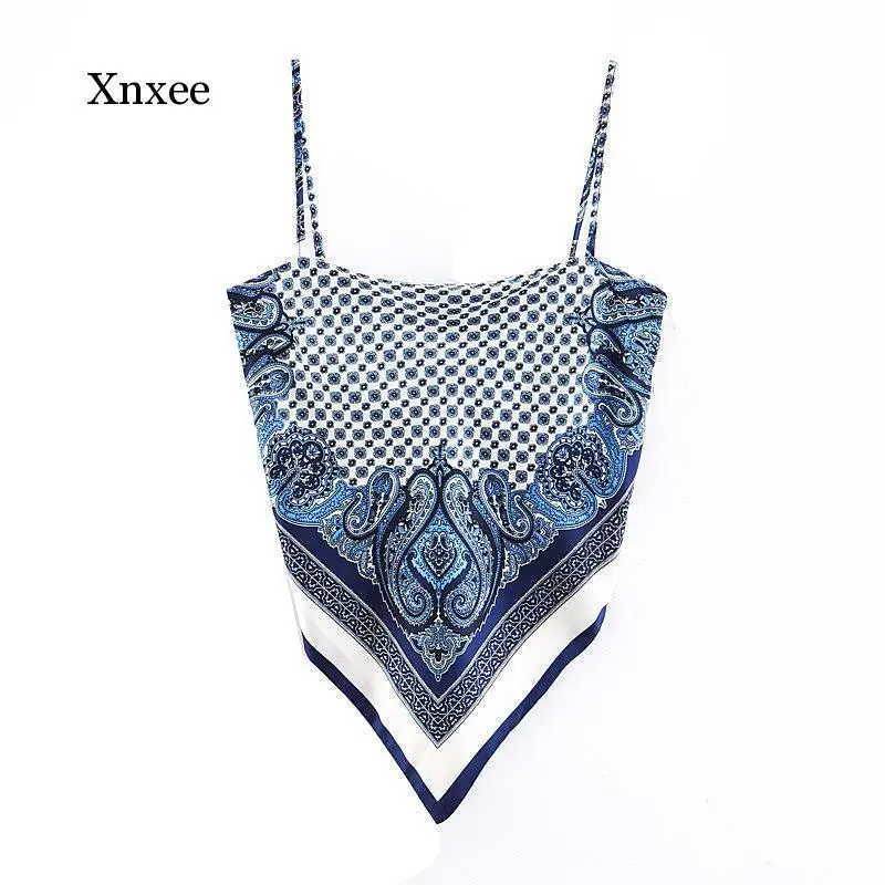 

Bohemia Y2K Crop Tops Women Summer Backless Printed Tank Camis E-Girl Fashion Short Female Top Beach Vacation 2021 New Spring