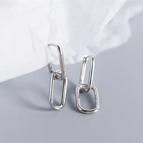 Оригинальные серьги-кольца для женщин, серебряные геометрические овальные серьги в простом металлическом стиле, съемные серьги для женщин