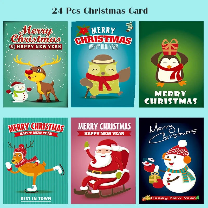 Новогодняя открытка с Санта Клаусом рождественская елка бумажная