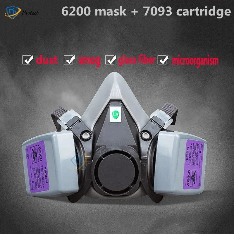 Новый 6200 пыли противогаз с 7093 костюм P100 фильтр половина уход за кожей лица газ