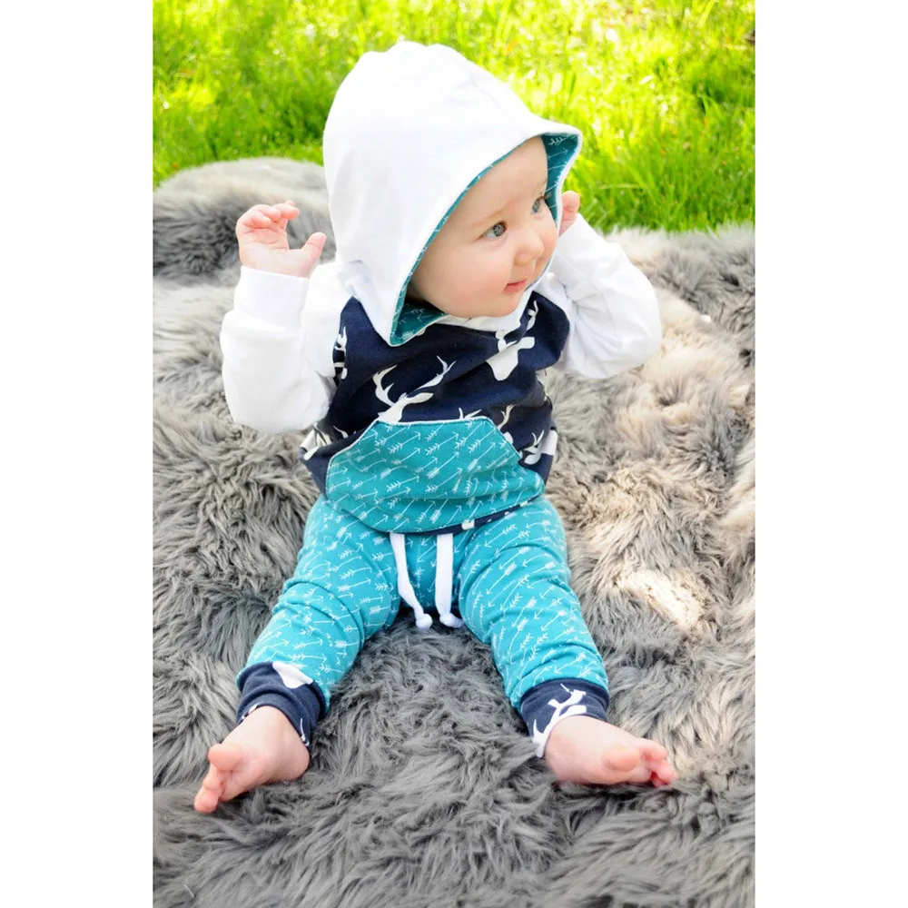 Одежда для новорожденных маленьких мальчиков и девочек с рисунком оленя