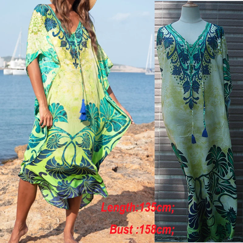 

2021 Long Beach Dress Robe De Plage Swimwear Women Cover Ups Tunic Pareo Beach Cover Up Kaftan Beach Saida De Praia Beachwear