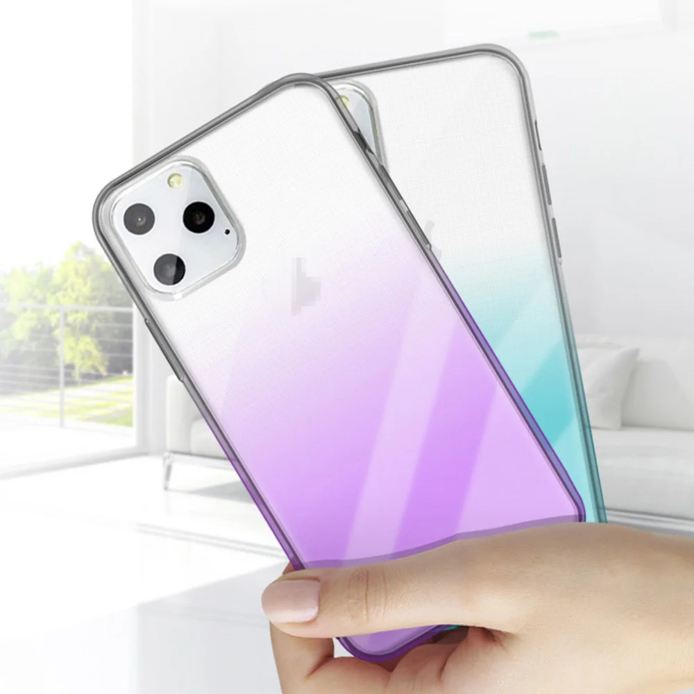 Gradient Phone Case For iPhone 11 Pro 6 6s 7 8 Plus X XR XS Max TPU Transparent Soft Shell Anti Fingerprint Portable Rope Hole |
