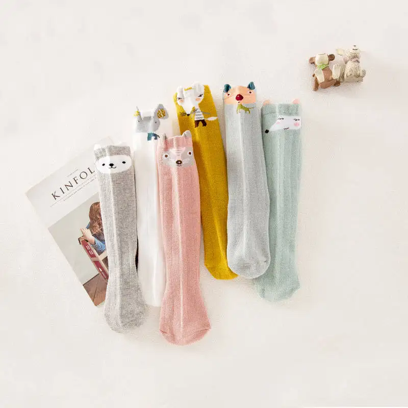 Balleenshiny-Calcetines de algod&oacute;n para beb&eacute;, medias hasta la rodilla, con lazos, para primavera e invierno-3
