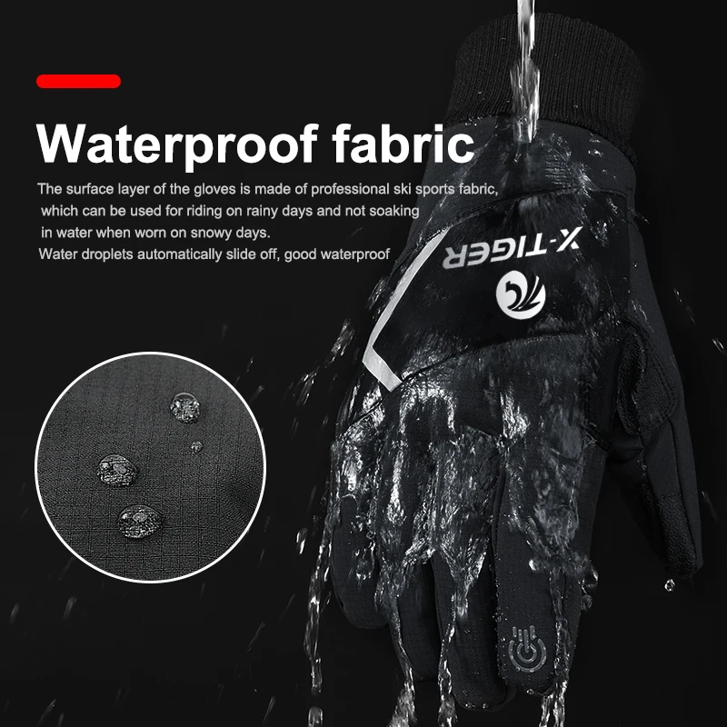 X TIGER Winter Cycling Gloves Autumn Windproof Keep Warm Touch Screen Shockproof Bicycle Bike Waterproof Sport Ski Gloves|Перчатки для