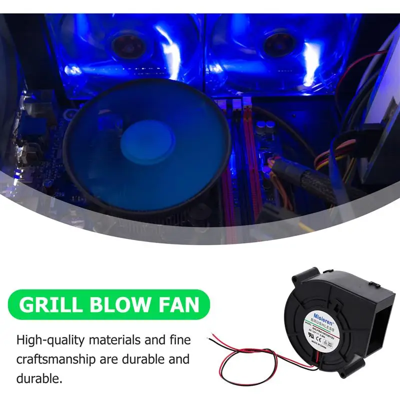 12V Grill Blow Fan 2.4A High Air Flow Oven Furnace DC Cooler Supply | Laptop Cooling Pads