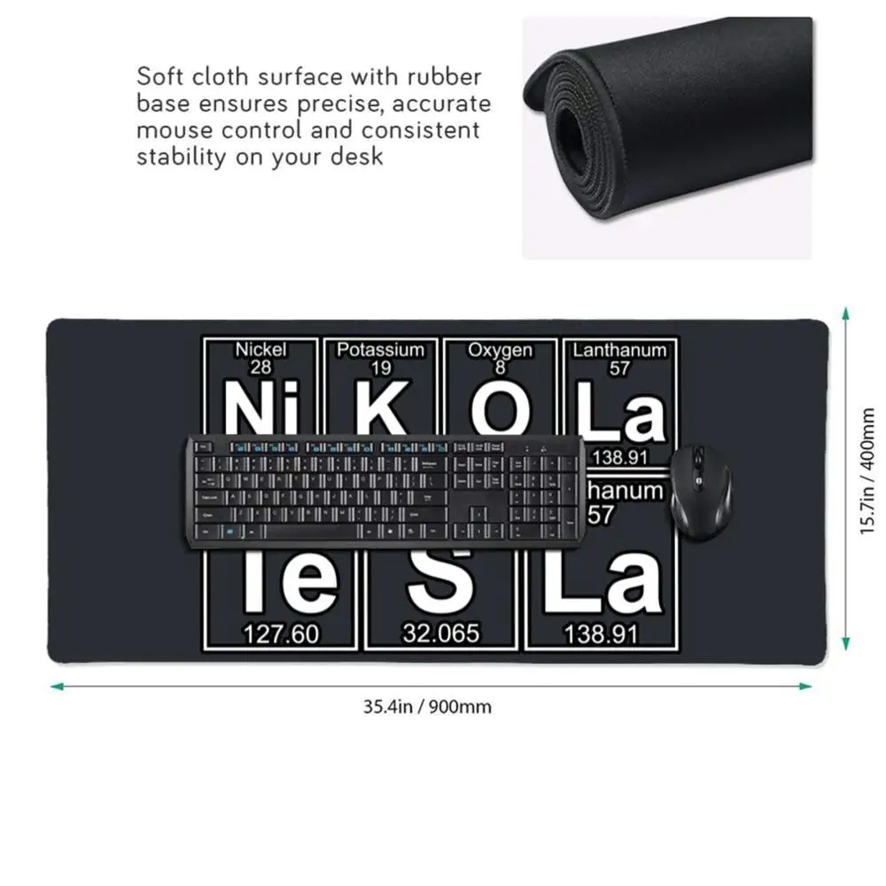 Коврик для мыши Ni-K-O-La Te-S-La Nikola Tesla Chemistry Extra Large Alfombrilla Raton с поддержкой запястья