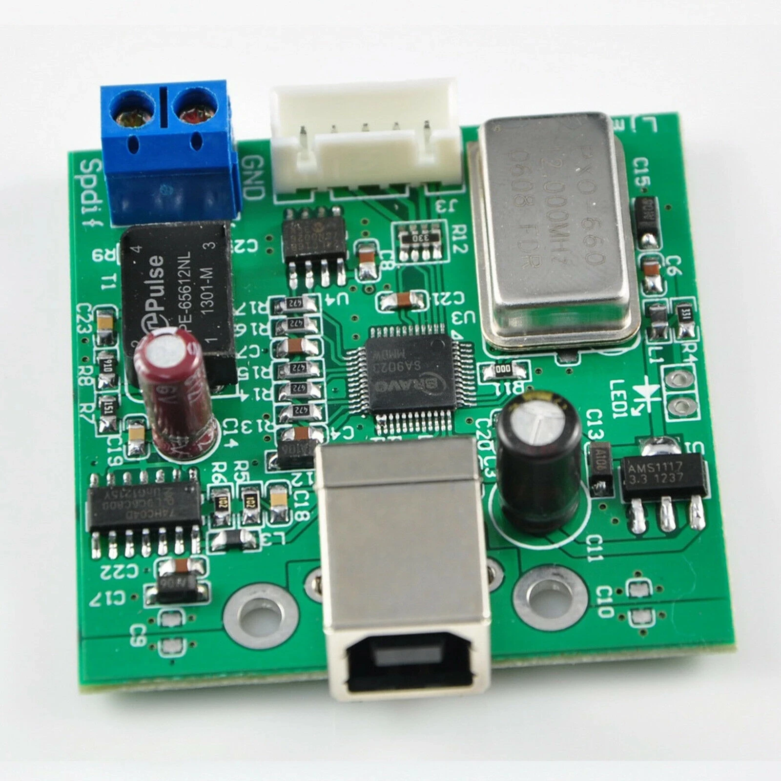 USB к коаксиальному процессору SPDIF I2S чип SA9023 поддержка 24-битной платы выборки 96K |
