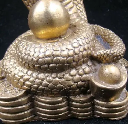 Collectible Handmade Carved Statue Figurine Brass Chinese Zodiac Snake | Дом и сад