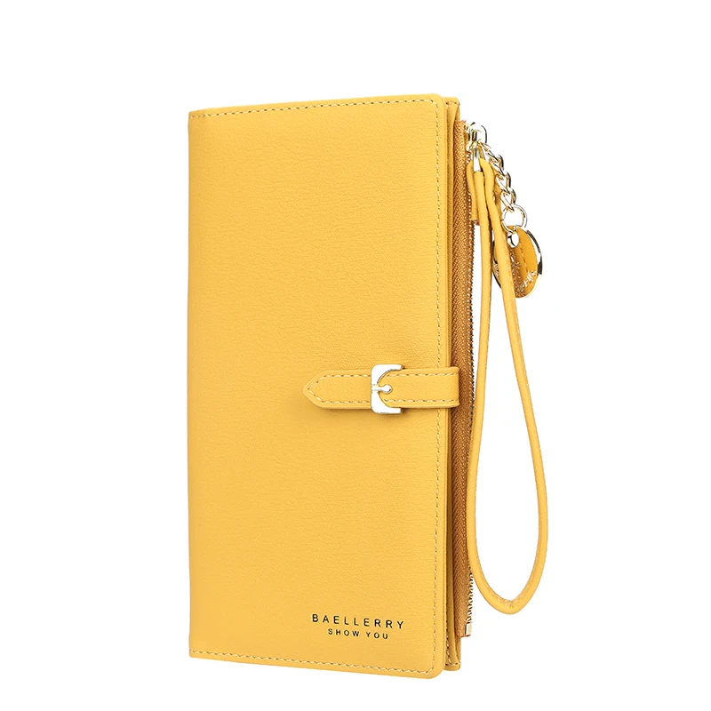 

Кошелек Baellerry для женщин, брендовый дизайнерский тонкий клатч желтого и красного цвета, Дамский удлиненный бумажник для мелочи и телефона д...