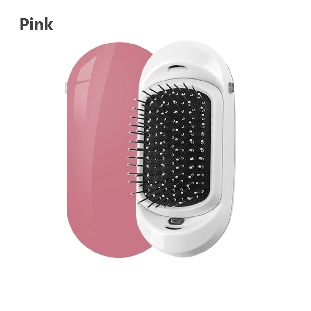 Pink DIDIHOU электрическая Ионная Щетка для волос, портативный выпрямитель для волос, щетка с отрицательными ионами, Антистатическая Массажная щетка для волос, Ионная Щетка - Цвет: Pink