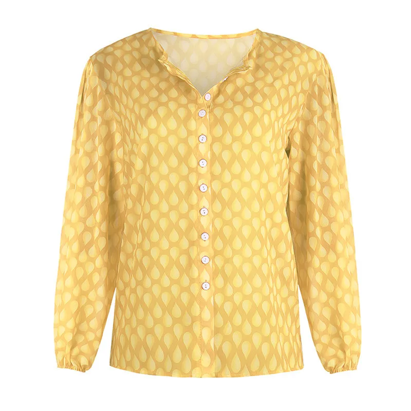 

Hirigin Autumn Chiffon Blouse Long Sleeve Sexy Floral Print Turn Down Collar Lady Office Shirt Tunic Casual Loose Tops