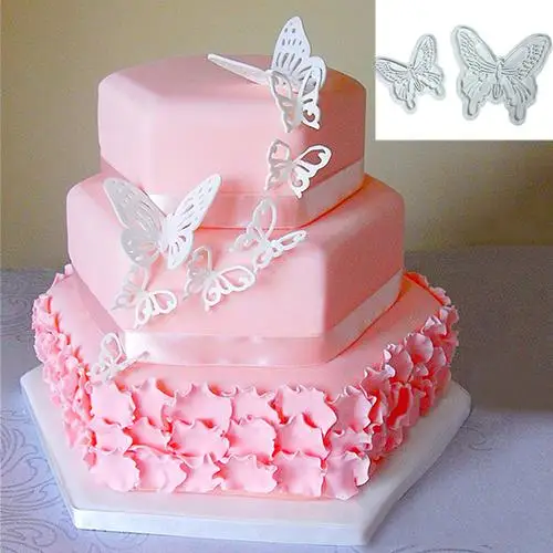 

HOT SALES!!! 2 Pcs Butterfly Cake Fondant Decorating Sugarcraft Cookie Cutters Tool Mold reusable fondant cakes sugar paste mold