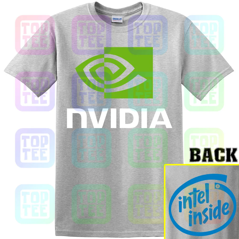 Мужская футболка с бирками Intel Nvidia Geforce GTX|Мужские футболки| |