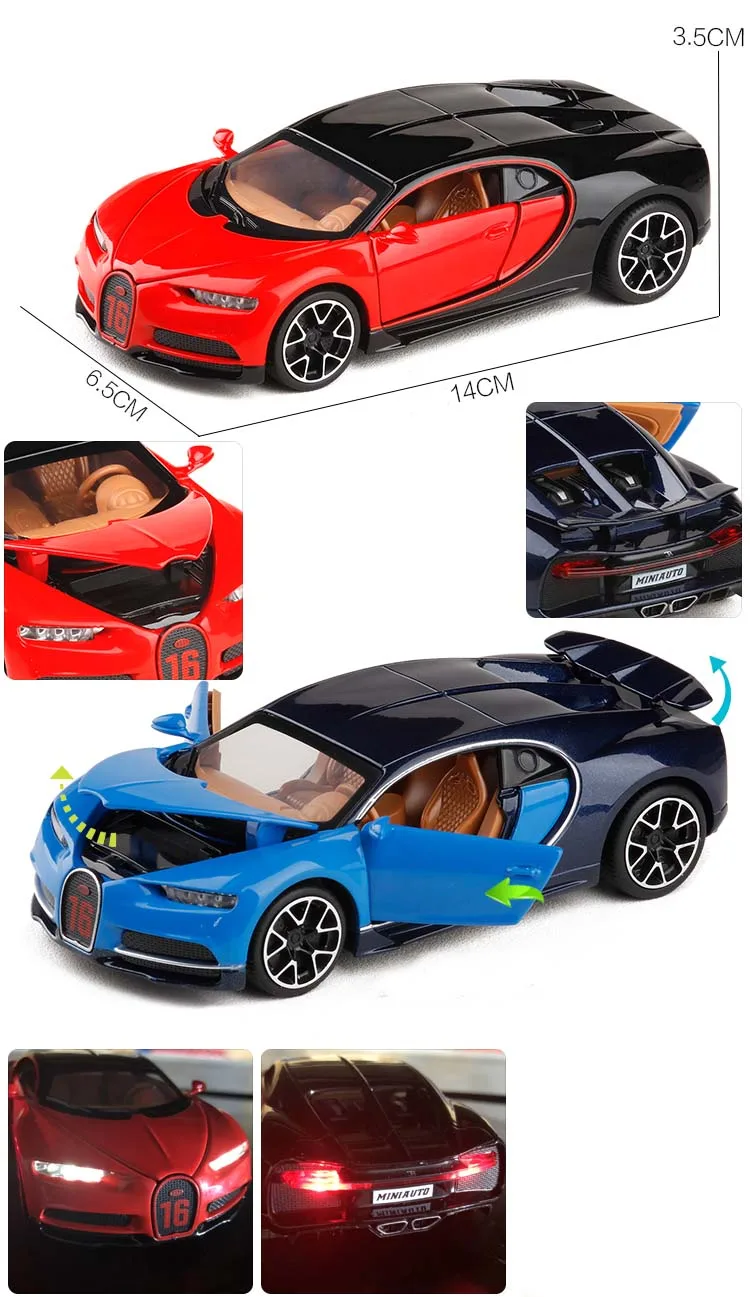 1:32 Масштаб игрушечный автомобиль Bugatti Chiron металлическая игрушка сплав автомобиль Diecasts игрушечный Транспорт модель автомобиля Миниатюрная модель автомобиля игрушки для детей