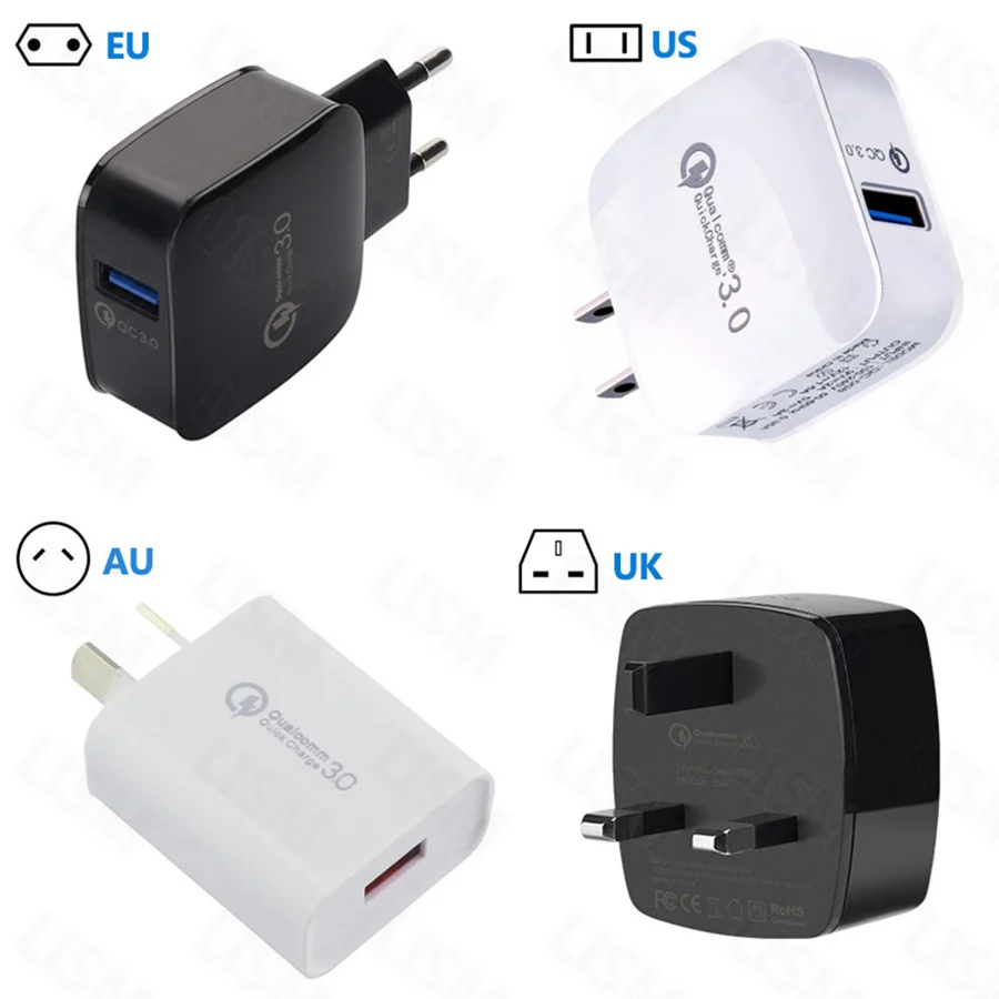 Сетевое зарядное устройство QC 3 0 5 в/9 в/12 в а/2 а/1 а 18 вт|Зарядные устройства для