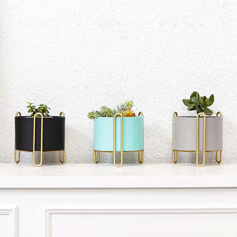 Nordic Small Metal Plant Stand Balcony Flower Pot Holders Office Desktop Succulent Green Potted Racks Storage Home Decor Gold | Дом и сад