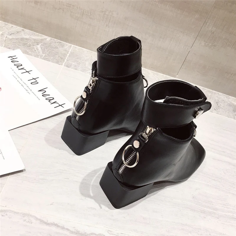 2019 г. Зимние Модные женские ботильоны на низком квадратном высоком каблуке