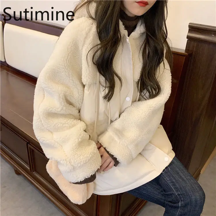 

Women's Winter Jacket Solid LOOSE Down Jacket Female 2021coats Woman Winter Coat Women Thick (Winter) Streetwear Zipper Parkas