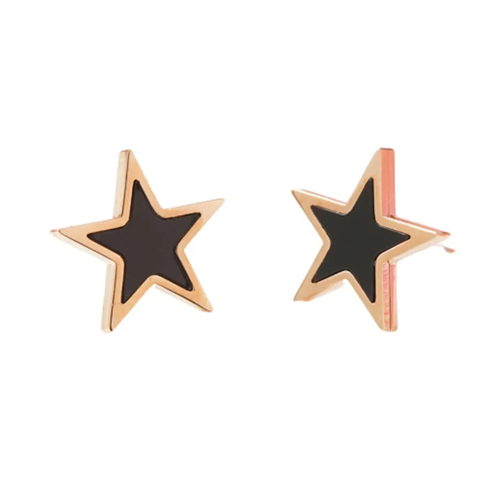 Женские Простые черные серьги с пятиконечной звездой в Корейском стиле |
