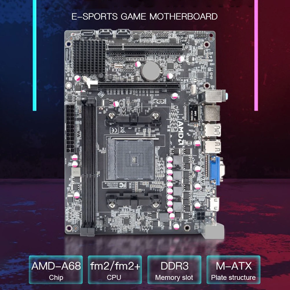 Материнская плата для OBEYA A68 AMD Socket FM2 + CPU DDR3 ПАМЯТЬ SATA настольных ПК Компьютерные