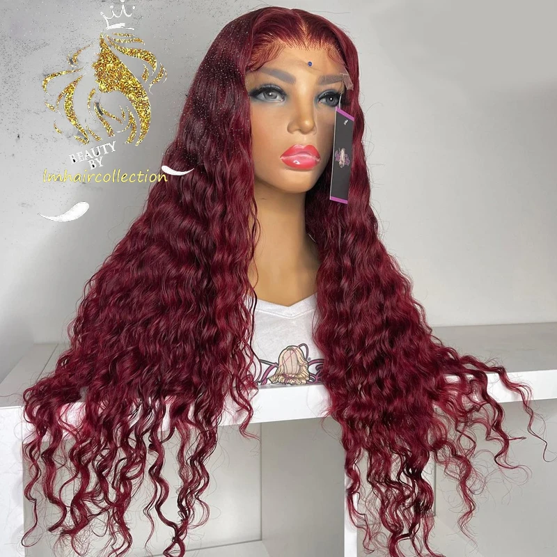 

180% Burgundy Lace Front Human Hair Colored #99j Preplucked 13x4Lace Frontal Wigs For Black Women Brazilian Wigs Remy Hair