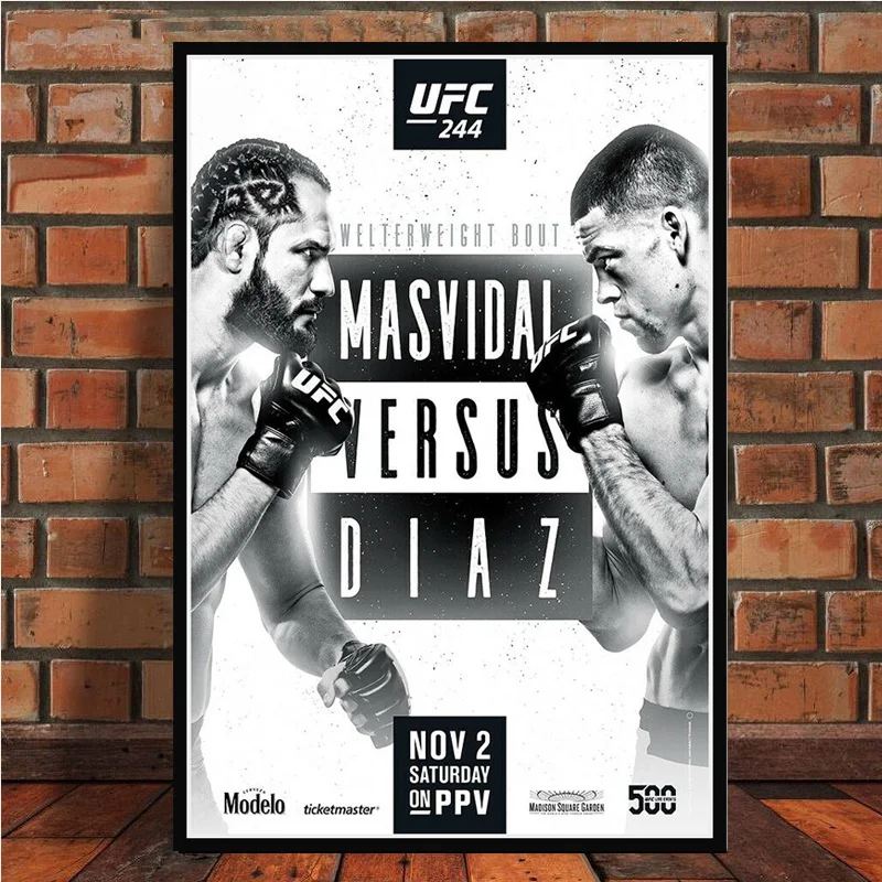 NT290 постер и принты Горячая UFC 244 вентилятор Нейт Диаз против Хорхе масвидаль события стены искусства картина холст живопись Декор дома комнаты